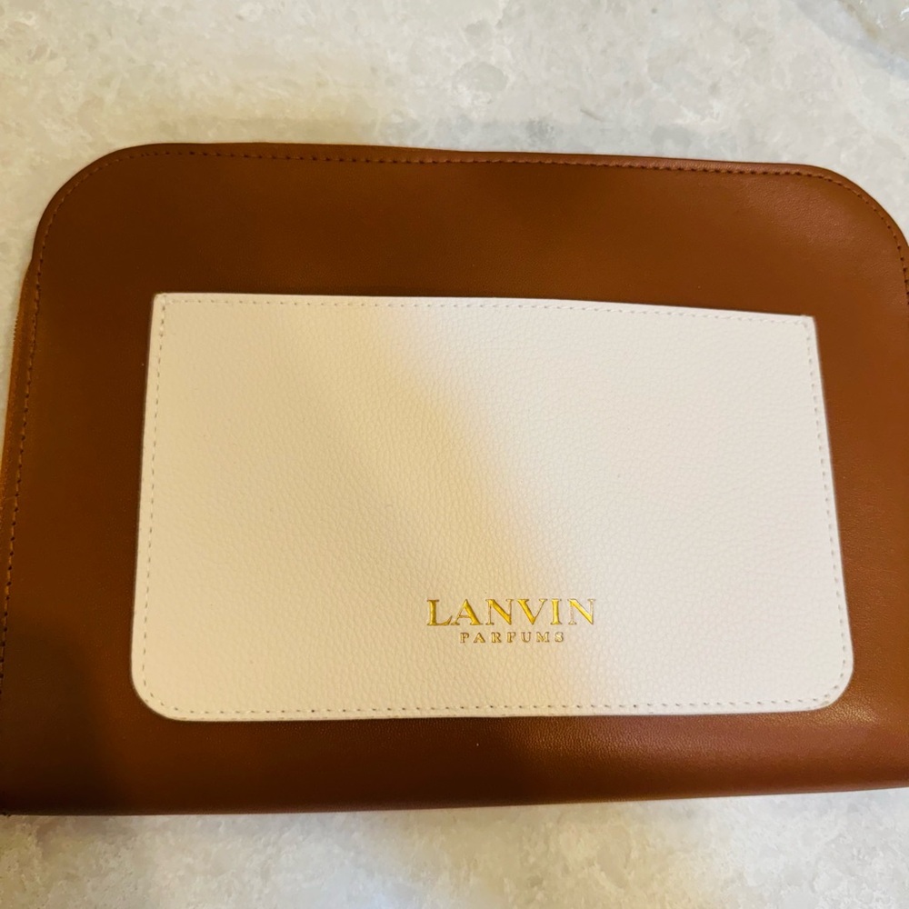 Designer Lanvin Clutch Brown and White Bag with Elegant Design